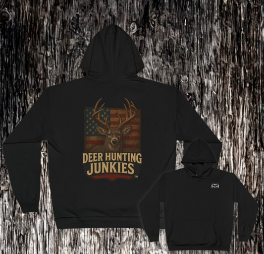 DHJ - Black American Deer Pullover Hoodie